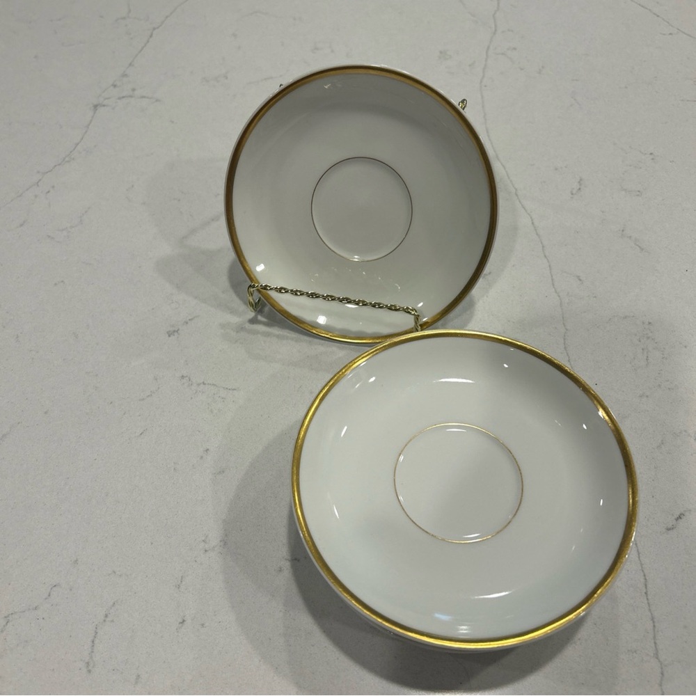 Haviland White and Gold Dinnerware Saucers